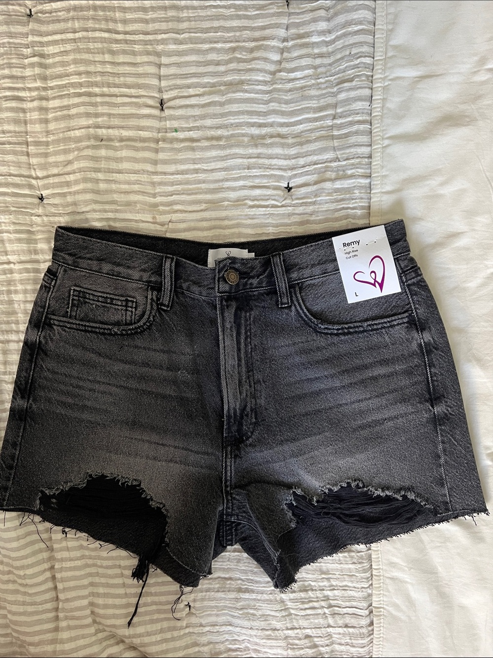 Windsor Black Washed Distressed Denim Shorts